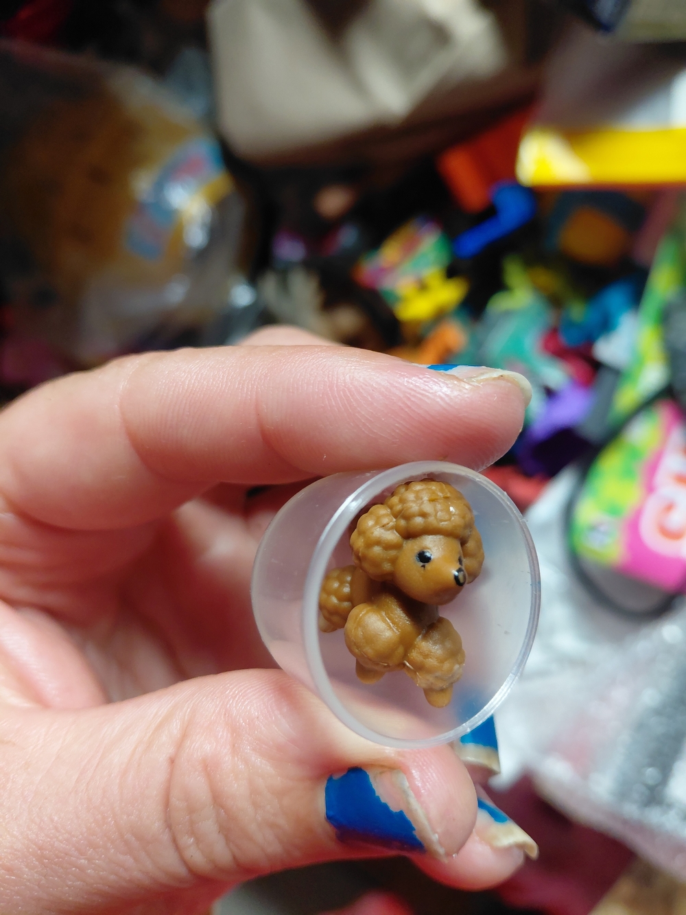 Pocket paws miniature toy plastic figurine brown show poodle- extremely rare